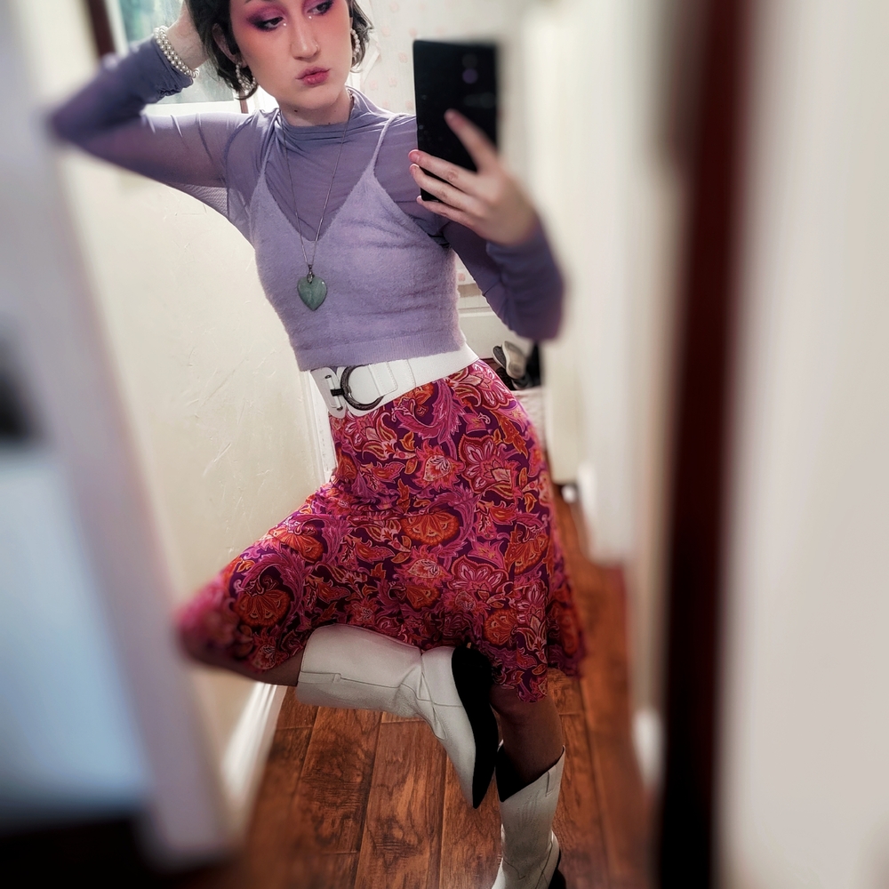 Vibrant Pink and Orange Paisley Skirt